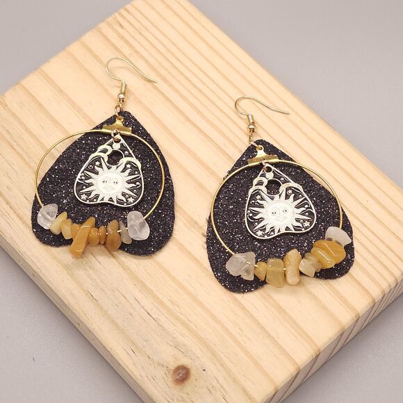Sunlit Planchette Earrings with Natural Orange Irregular Stones - Picture 1 of 3